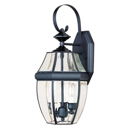 Maxim Three Light Black Clear Glass Wall Lantern 4191CLBK